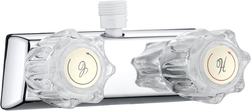 gcbcrit RV Shower Faucet, Dual-Handle Camper Shower Faucet with Acrylic Knobs, 4" RV Shower Valve Diverter, RV Outdoor Shower for RV, Camper Van, Outside and Inside Bathroom Shower (Chrome) - Image 1